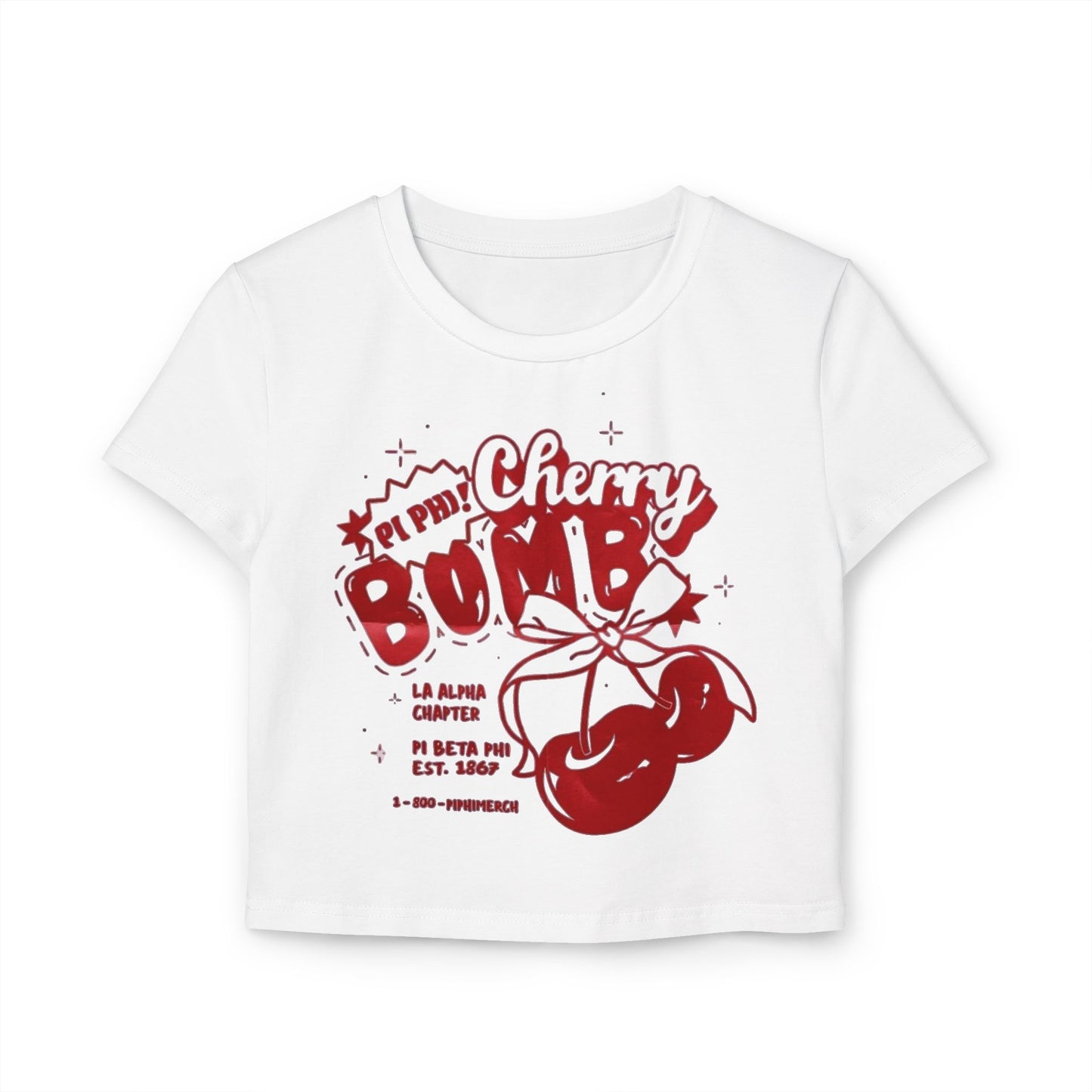 Cherry Bomb Women's Baby Tee - Fun Graphic T-Shirt for Sorority Events