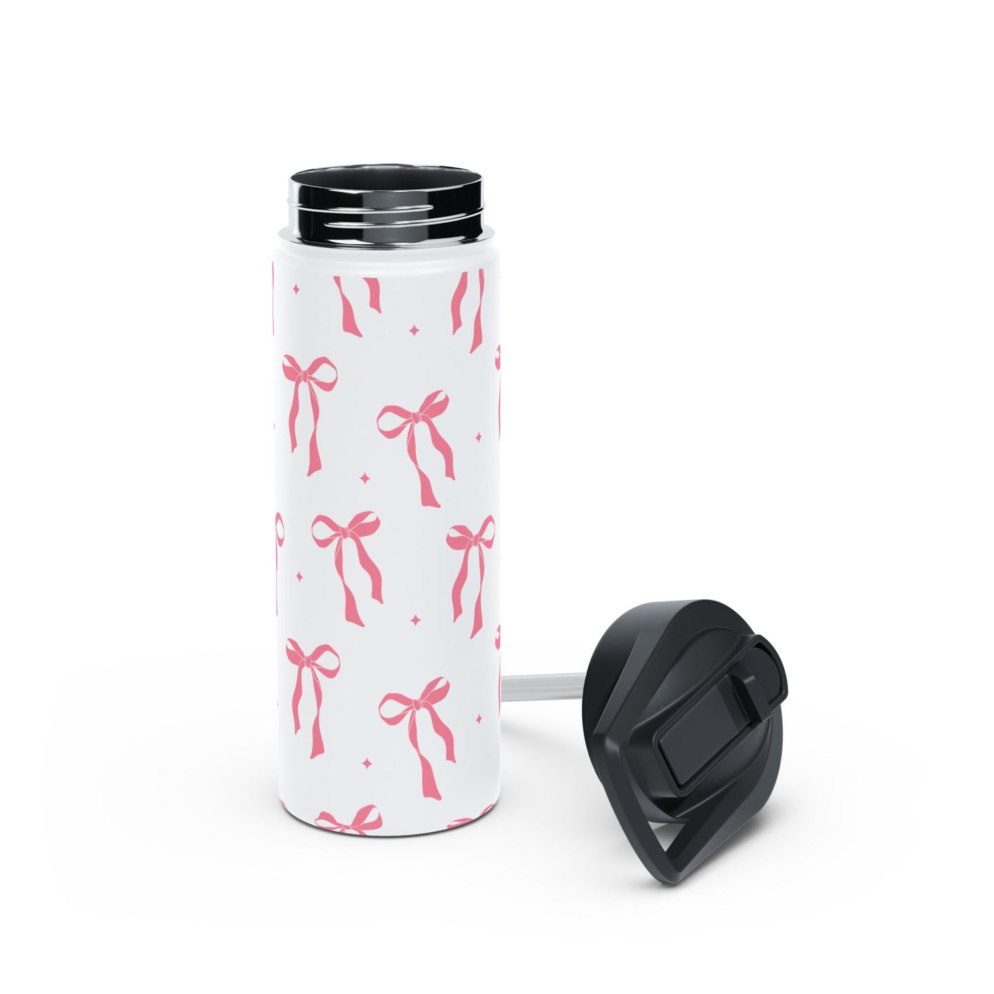 Charming Ribbon Pattern Stainless Steel Water Bottle | Perfect for Gifting or Everyday Use