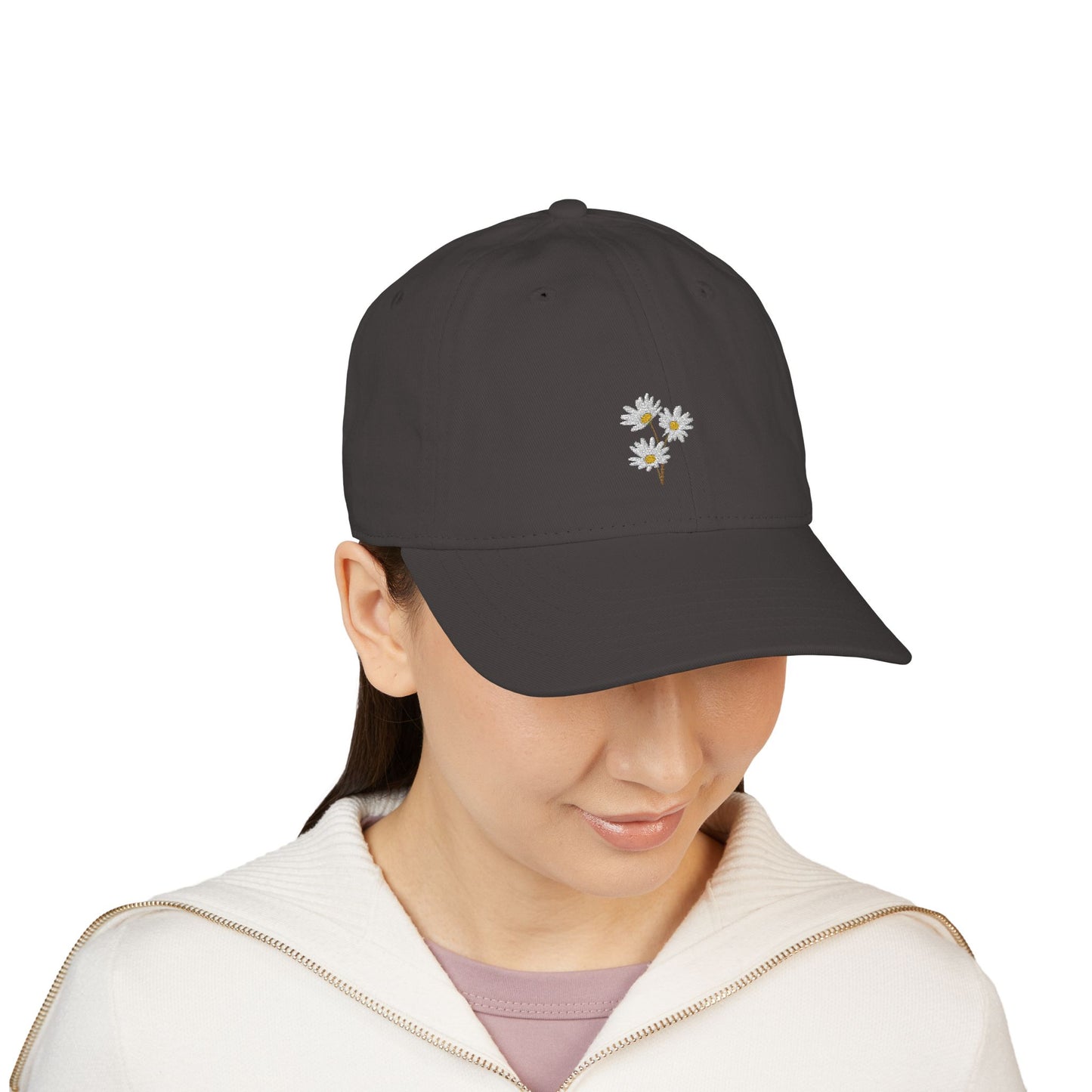 Organic Floral Embroidered Baseball Cap - Eco-Friendly Stylish Hat