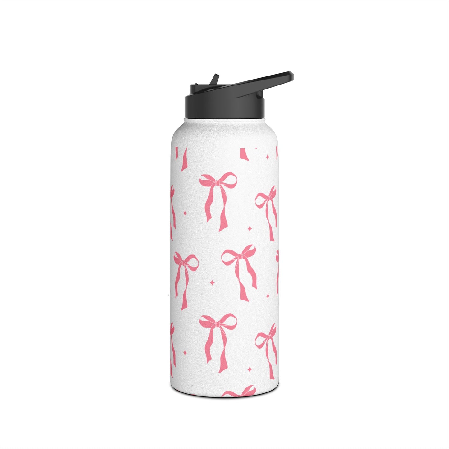 Charming Ribbon Pattern Stainless Steel Water Bottle | Perfect for Gifting or Everyday Use