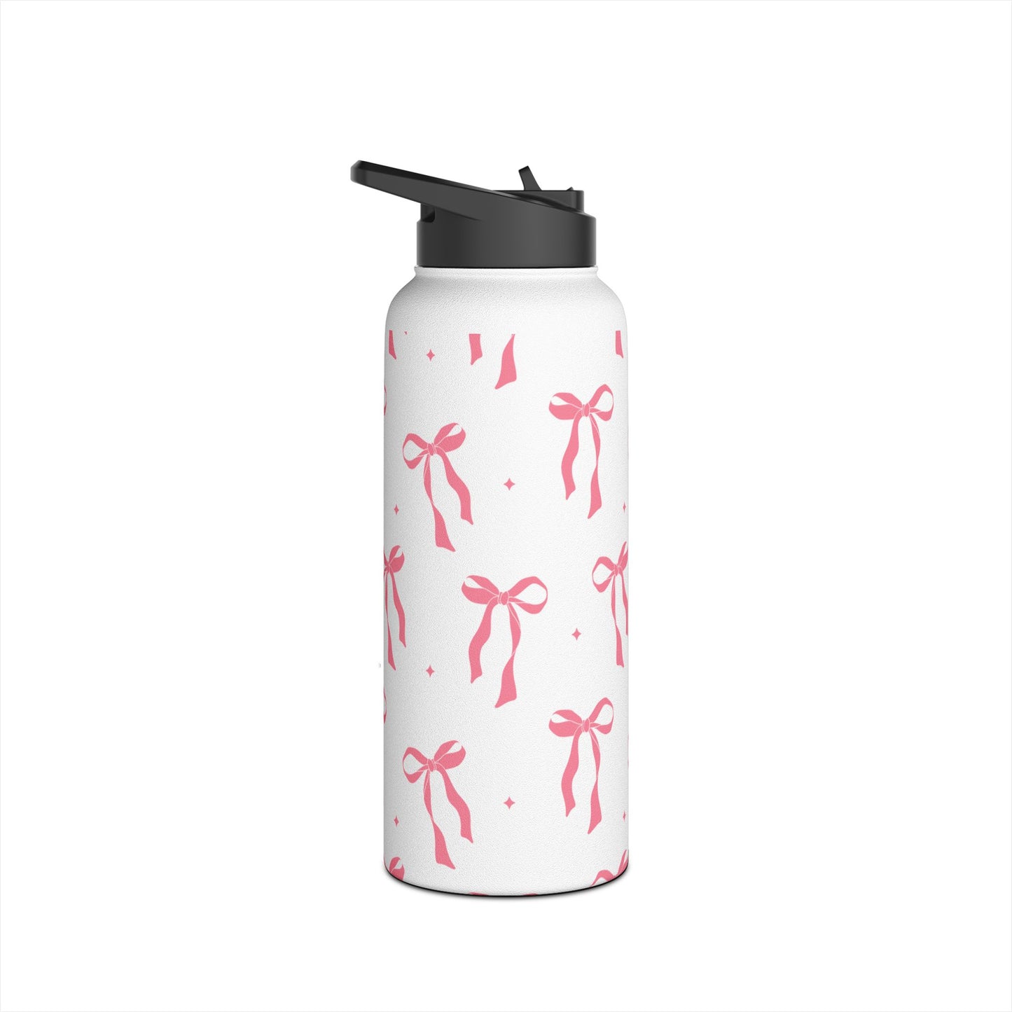 Charming Ribbon Pattern Stainless Steel Water Bottle | Perfect for Gifting or Everyday Use