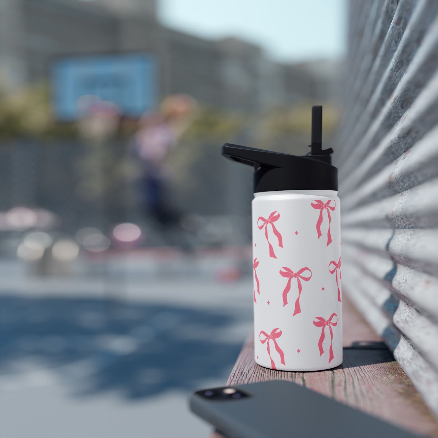 Charming Ribbon Pattern Stainless Steel Water Bottle | Perfect for Gifting or Everyday Use