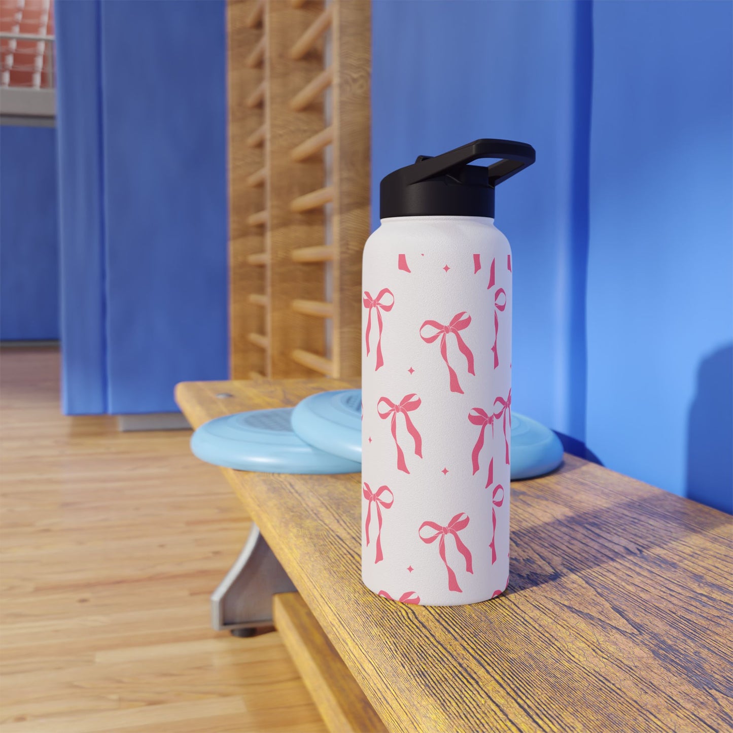 Charming Ribbon Pattern Stainless Steel Water Bottle | Perfect for Gifting or Everyday Use