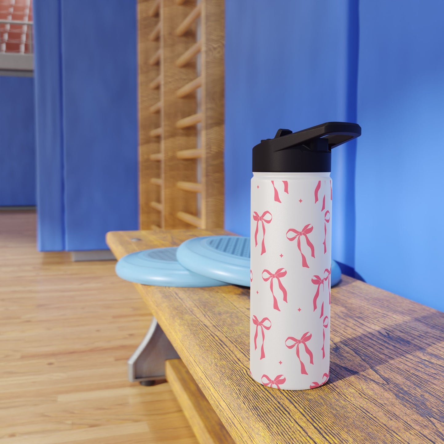 Charming Ribbon Pattern Stainless Steel Water Bottle | Perfect for Gifting or Everyday Use
