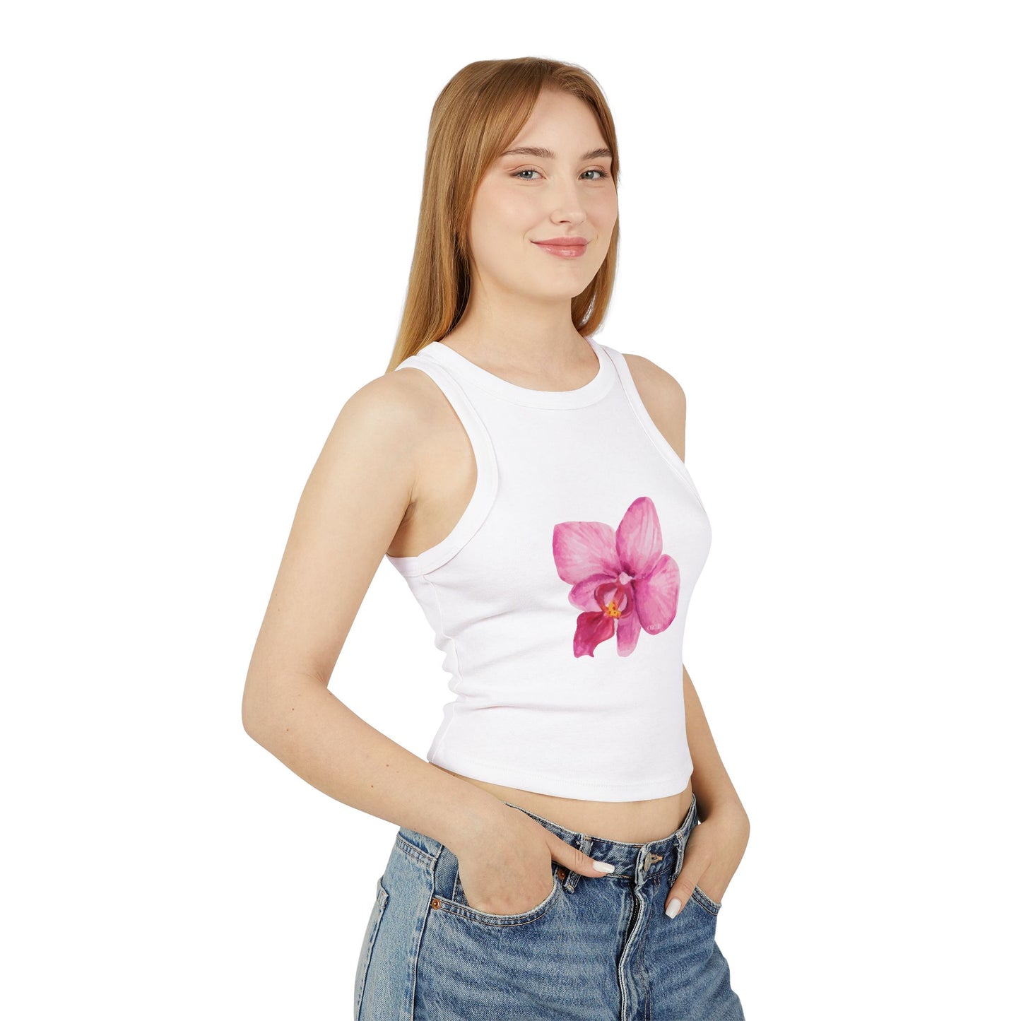 Floral Women's Racer Tank Top - Perfect for Summer Outings