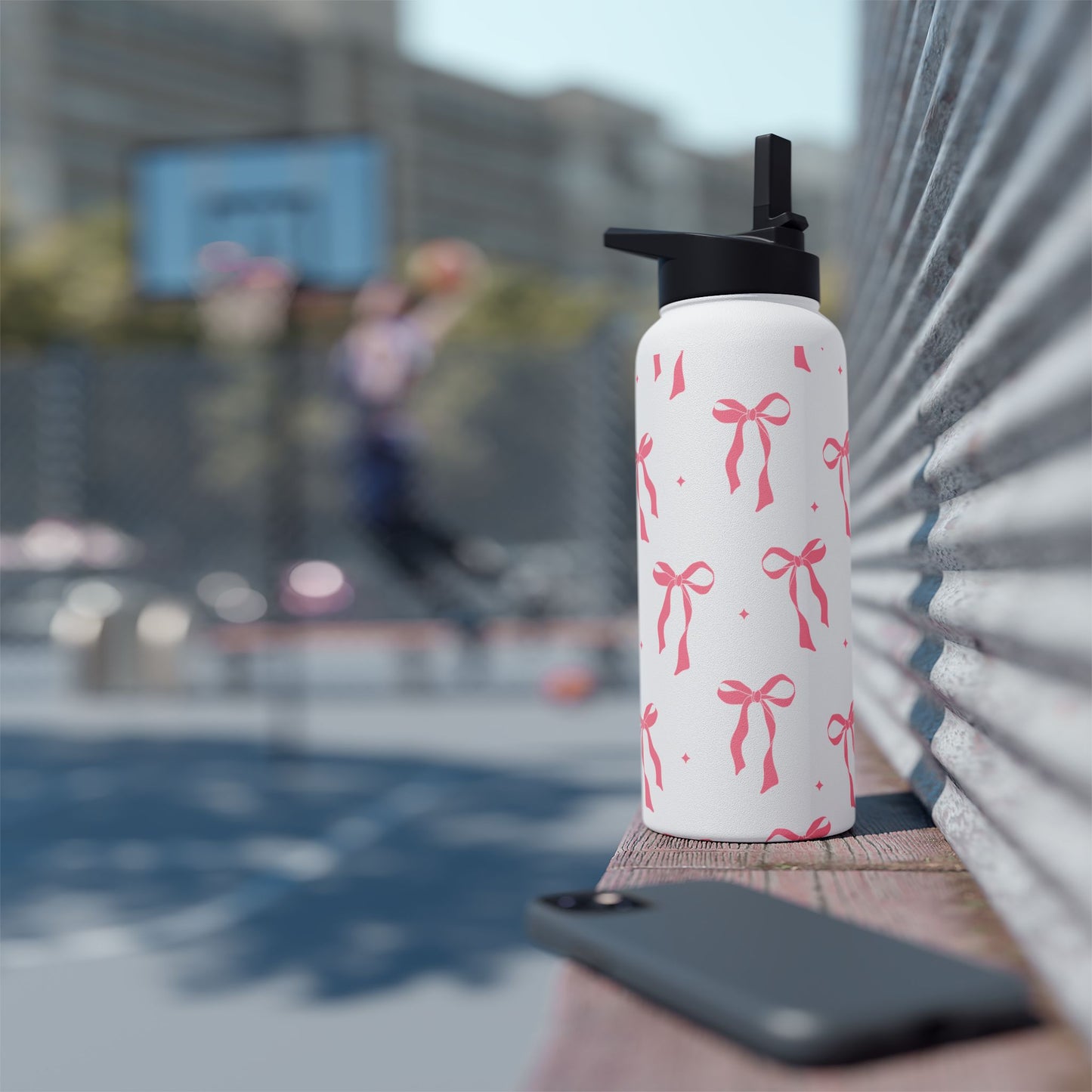 Charming Ribbon Pattern Stainless Steel Water Bottle | Perfect for Gifting or Everyday Use
