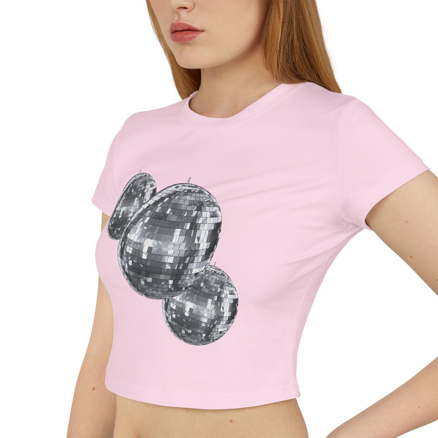 Disco Vibes Women's Baby Tee - Retro Glitter Design for Parties
