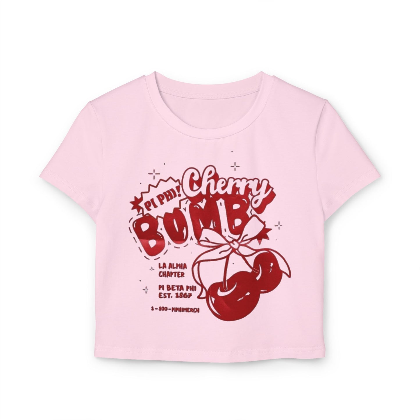 Cherry Bomb Women's Baby Tee - Fun Graphic T-Shirt for Sorority Events