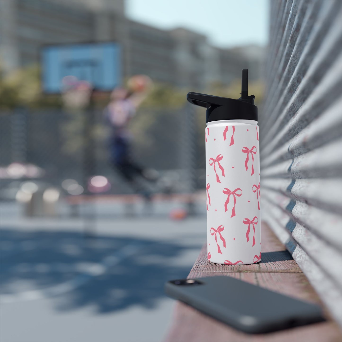 Charming Ribbon Pattern Stainless Steel Water Bottle | Perfect for Gifting or Everyday Use