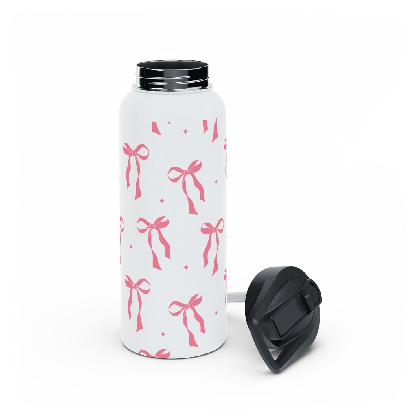 Charming Ribbon Pattern Stainless Steel Water Bottle | Perfect for Gifting or Everyday Use