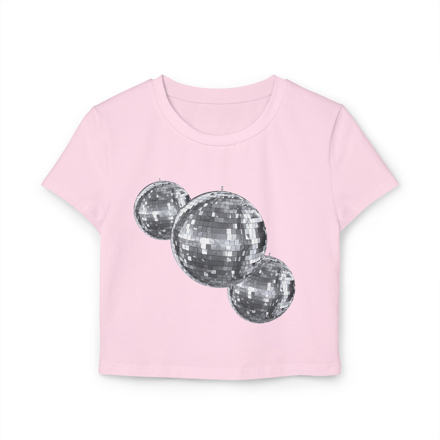 Disco Vibes Women's Baby Tee - Retro Glitter Design for Parties