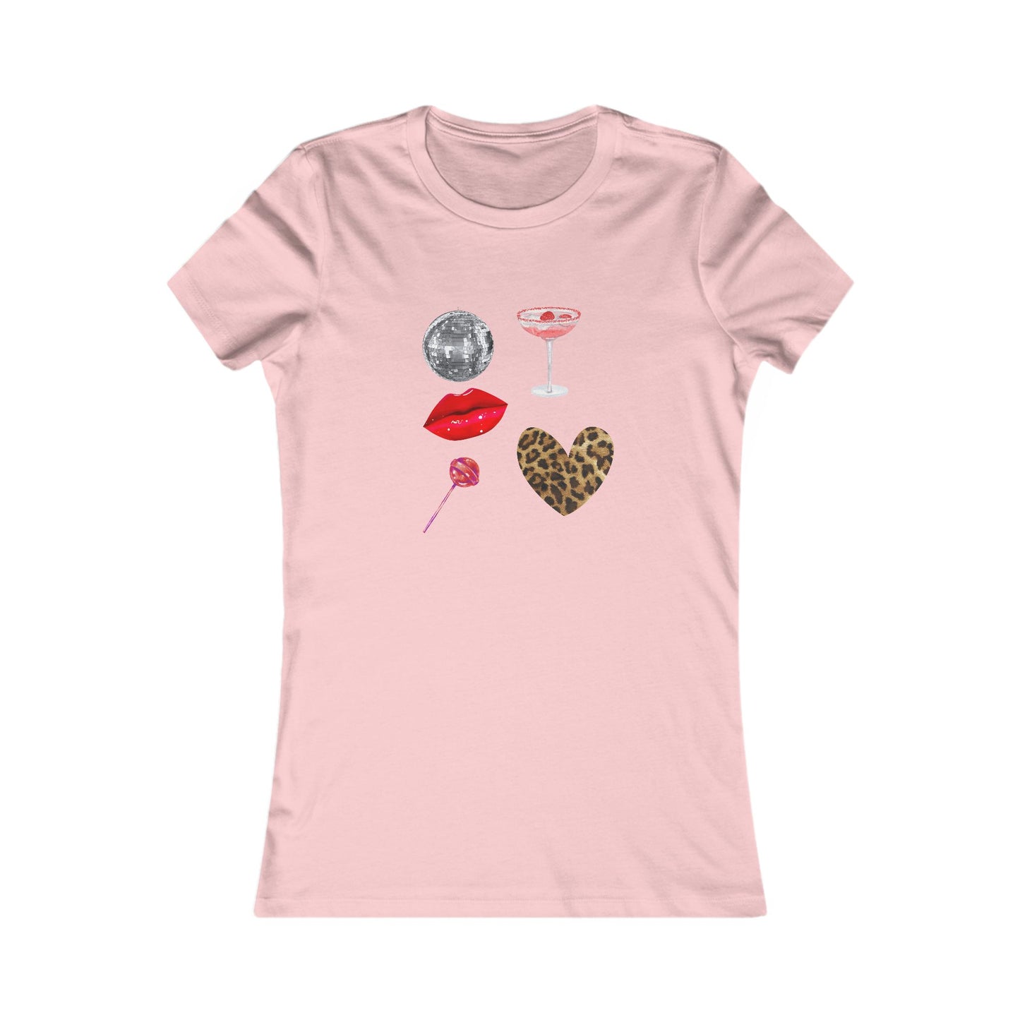 Fun & Flirty Women's Favorite Tee with Lips and Hearts Design