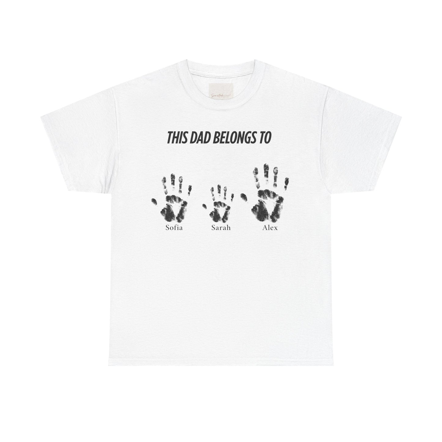 Custom Family Handprint Cotton Tee - Perfect Gift for Dads