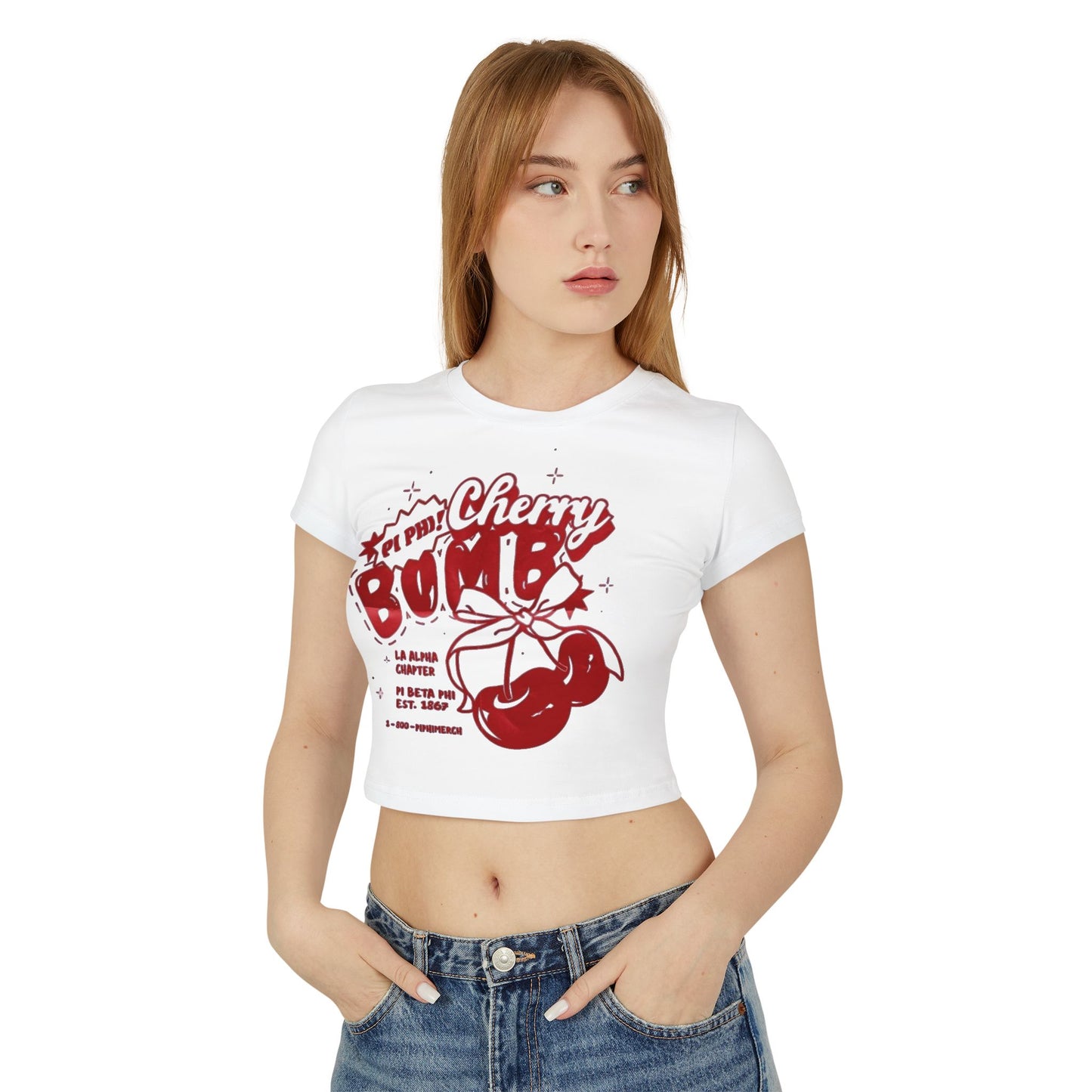 Cherry Bomb Women's Baby Tee - Fun Graphic T-Shirt for Sorority Events