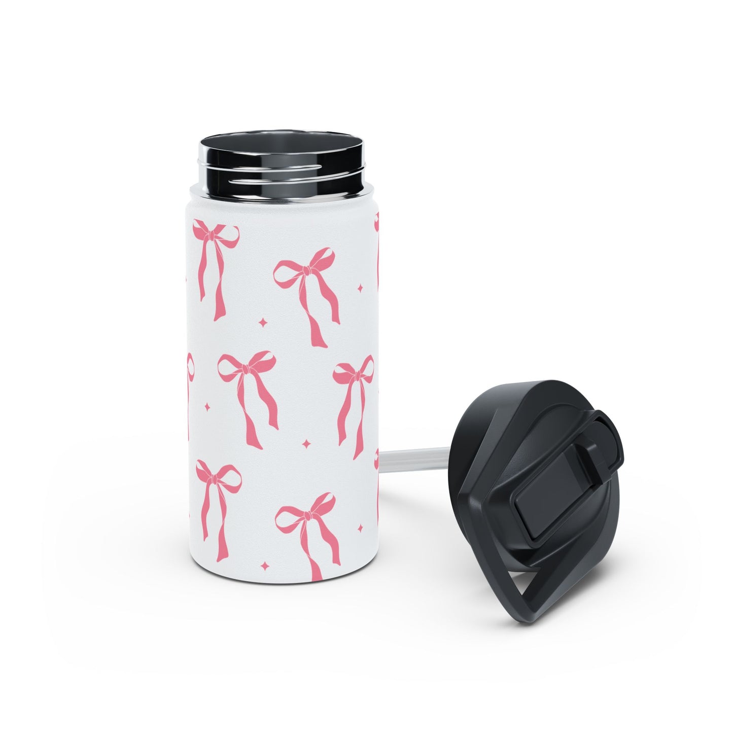 Charming Ribbon Pattern Stainless Steel Water Bottle | Perfect for Gifting or Everyday Use