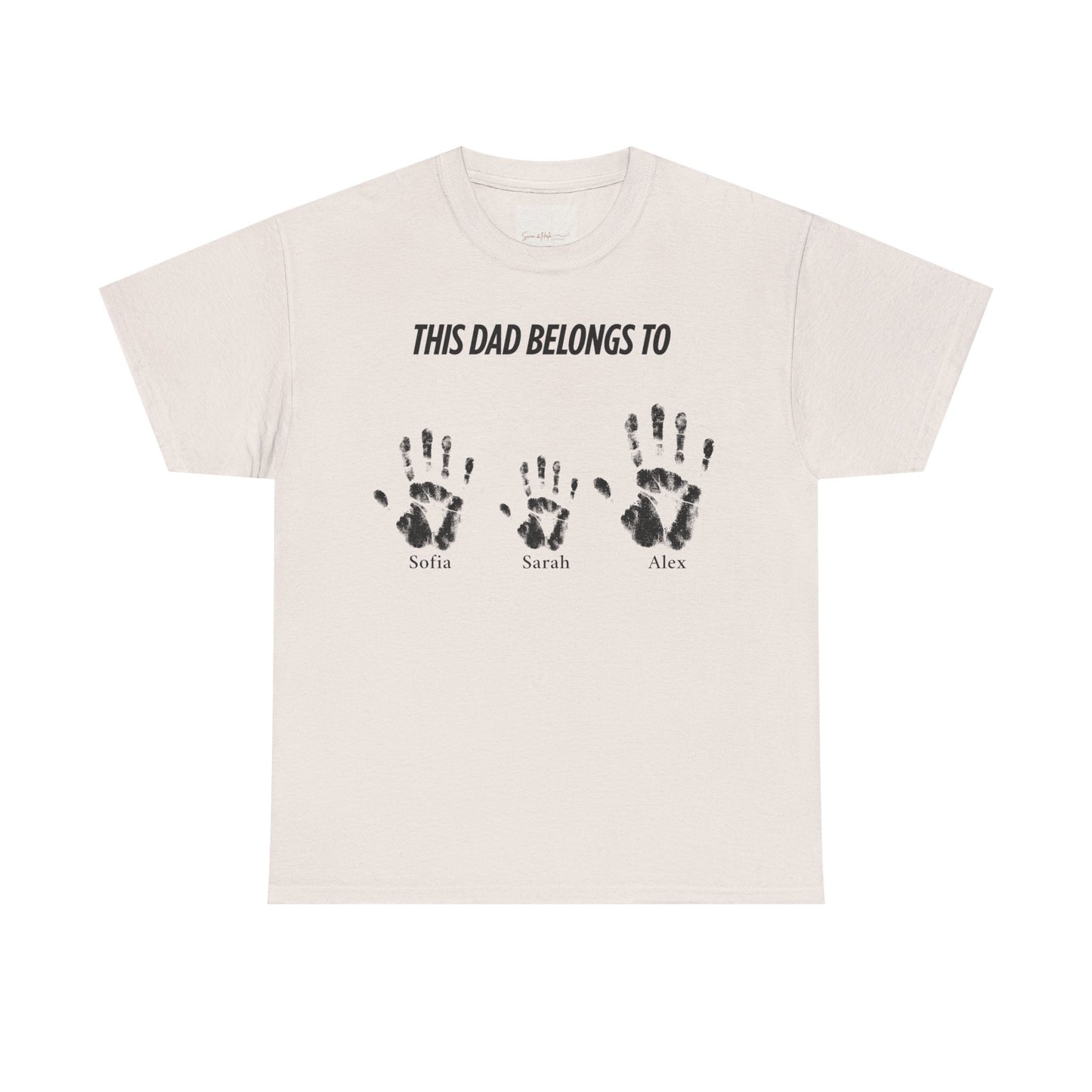 Custom Family Handprint Cotton Tee - Perfect Gift for Dads