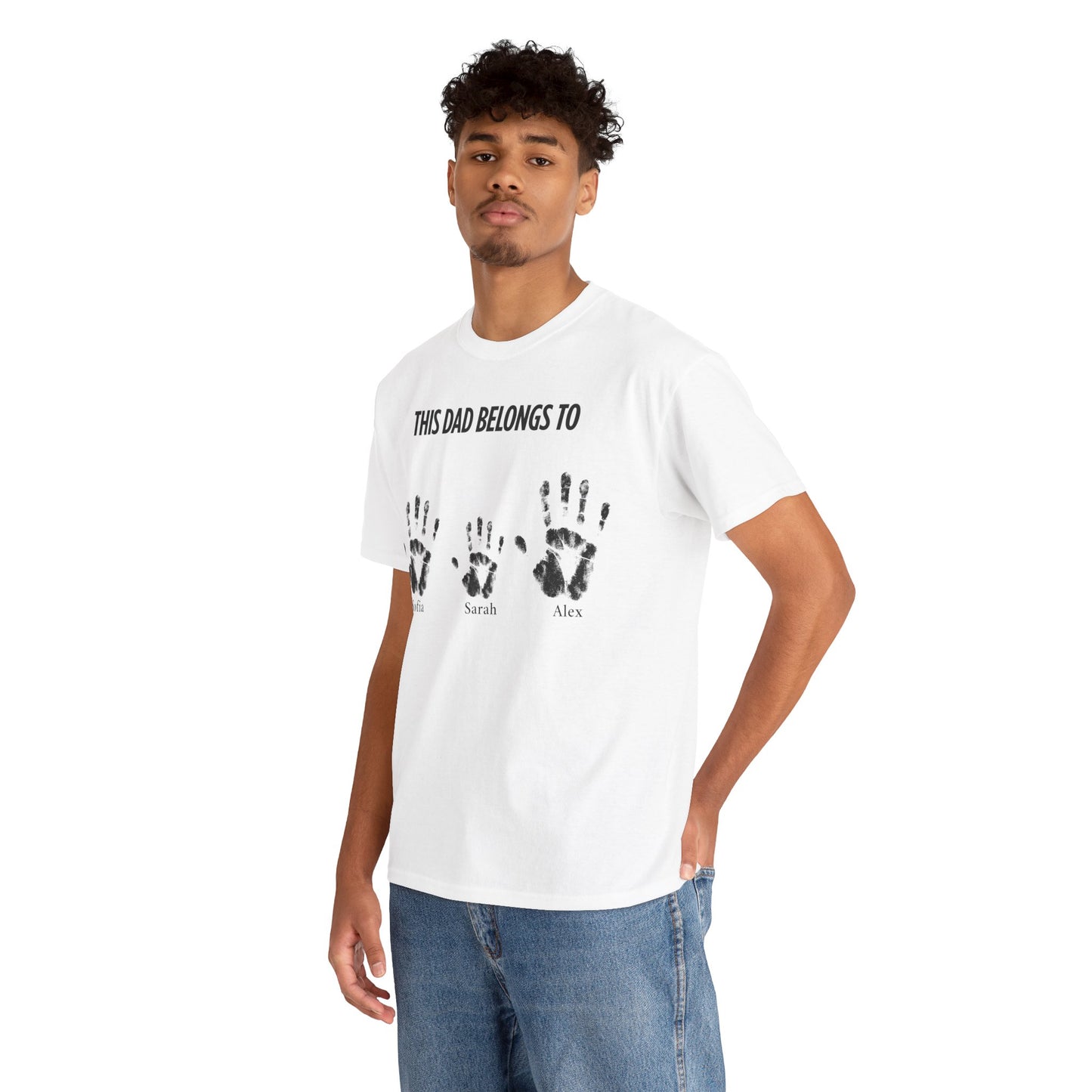 Custom Family Handprint Cotton Tee - Perfect Gift for Dads