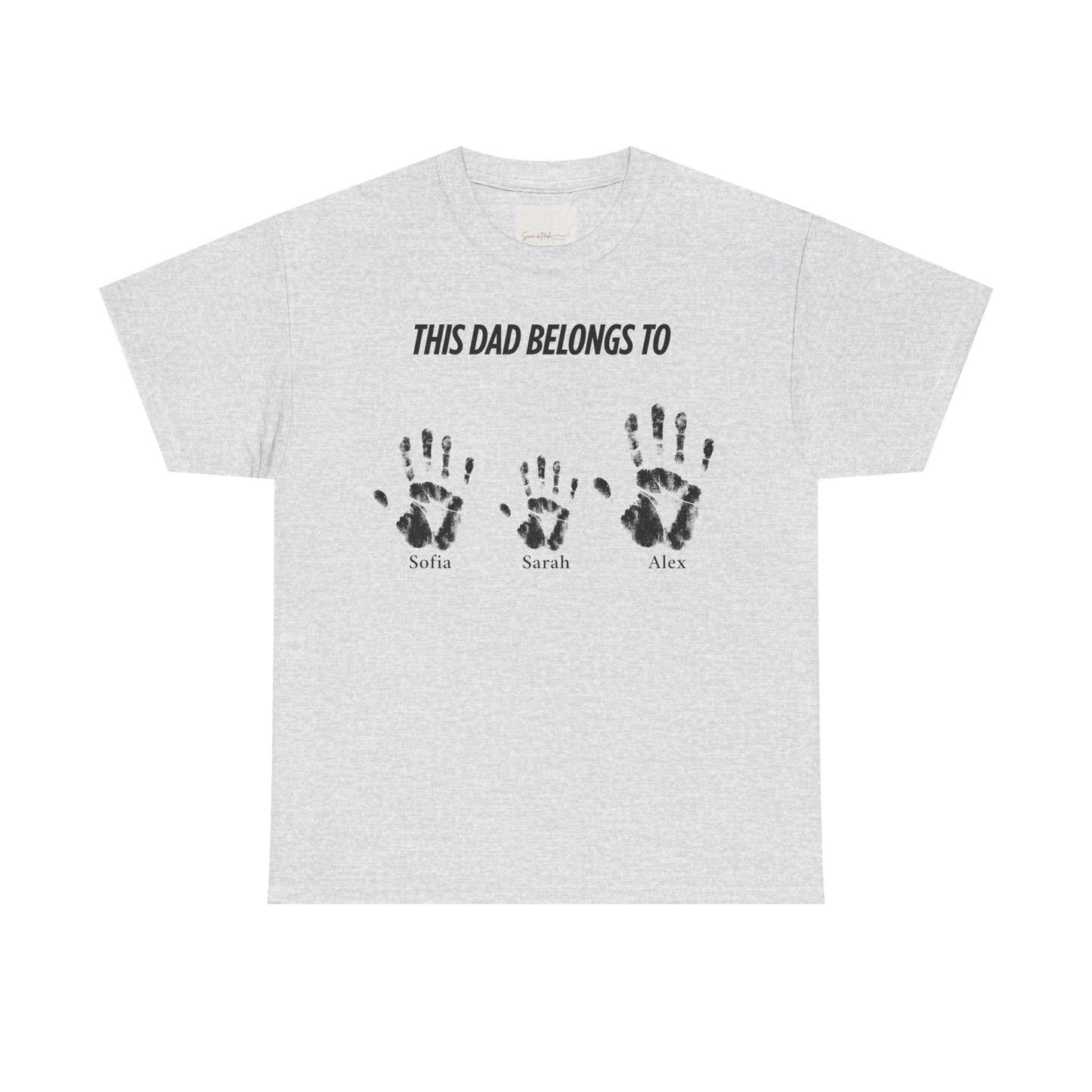 Custom Family Handprint Cotton Tee - Perfect Gift for Dads