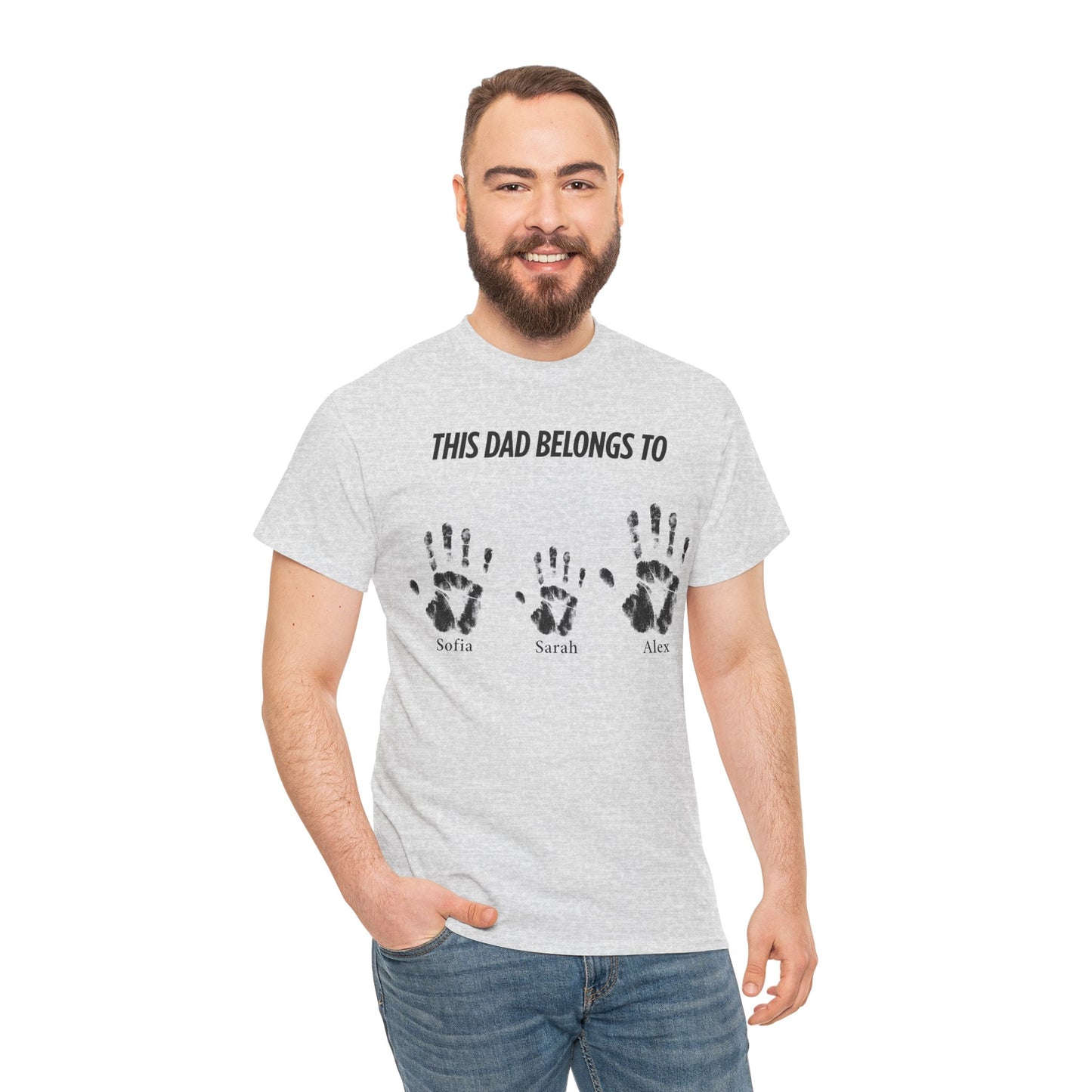 Custom Family Handprint Cotton Tee - Perfect Gift for Dads