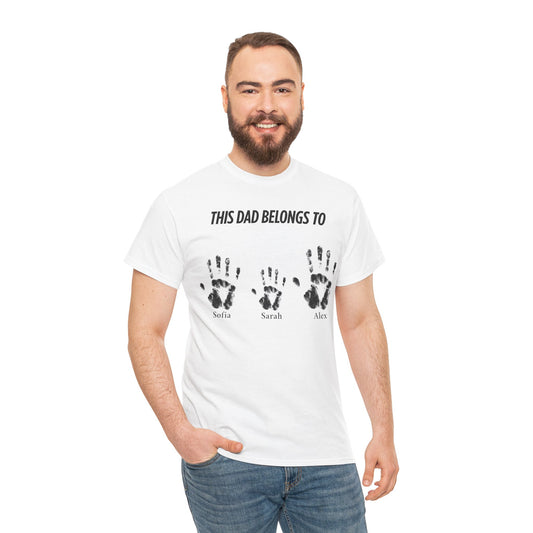Custom Family Handprint Cotton Tee - Perfect Gift for Dads