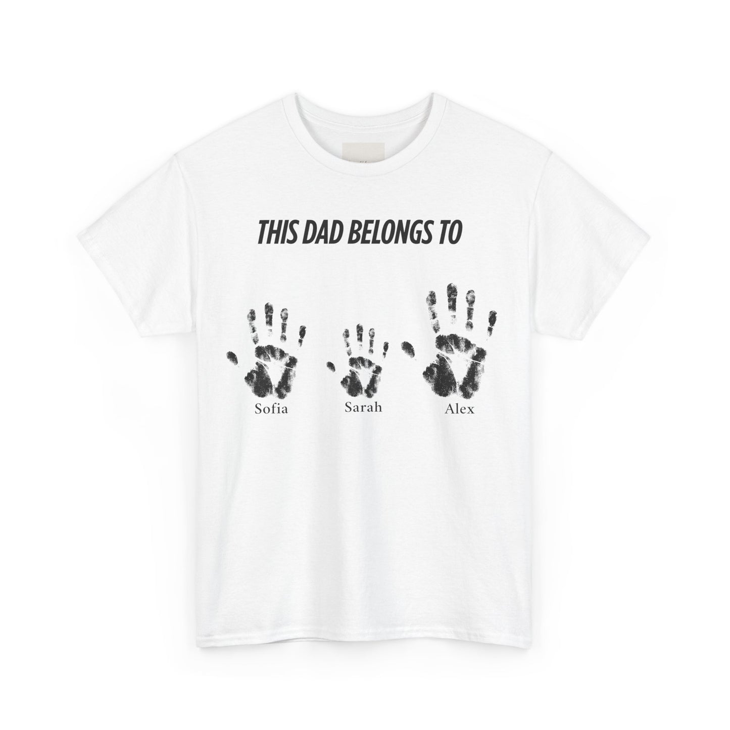 Custom Family Handprint Cotton Tee - Perfect Gift for Dads