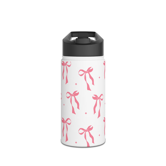 Charming Ribbon Pattern Stainless Steel Water Bottle | Perfect for Gifting or Everyday Use