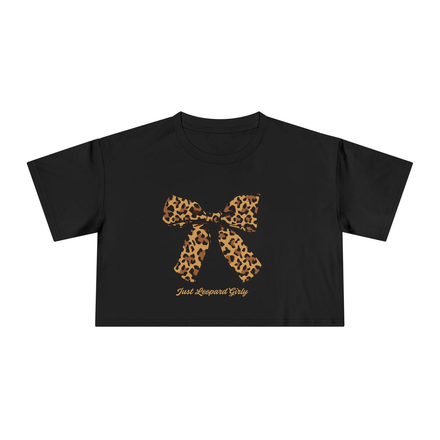 Leopard Print Bow Women's Crop Tee - Just Leopard Girly Style
