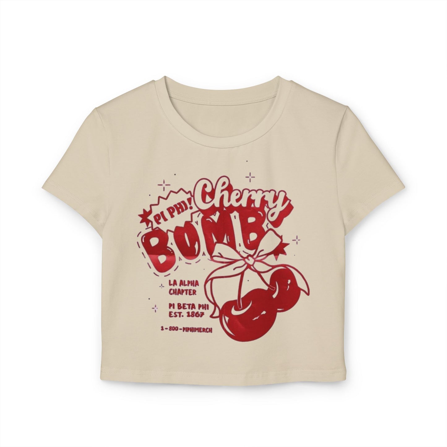 Cherry Bomb Women's Baby Tee - Fun Graphic T-Shirt for Sorority Events