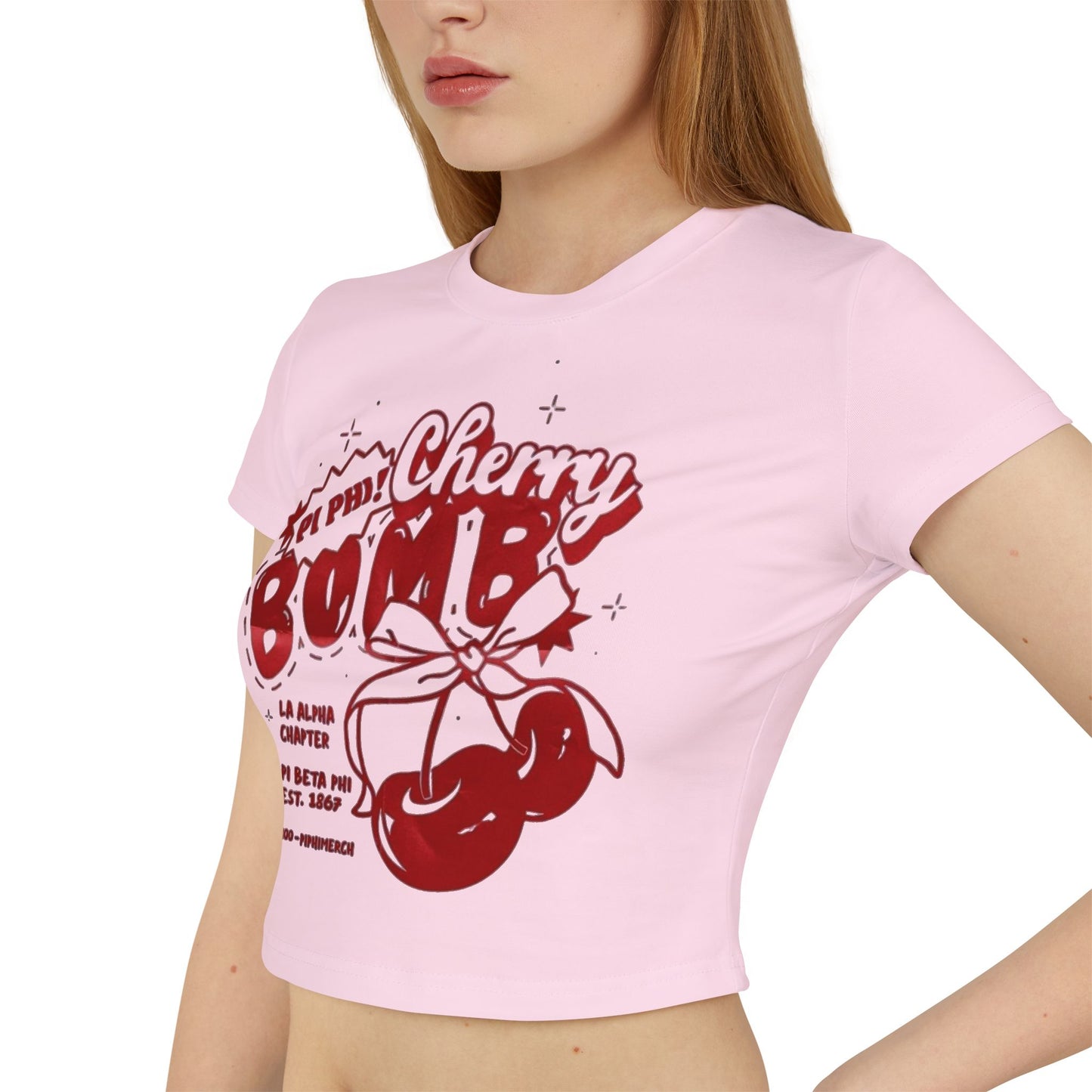 Cherry Bomb Women's Baby Tee - Fun Graphic T-Shirt for Sorority Events