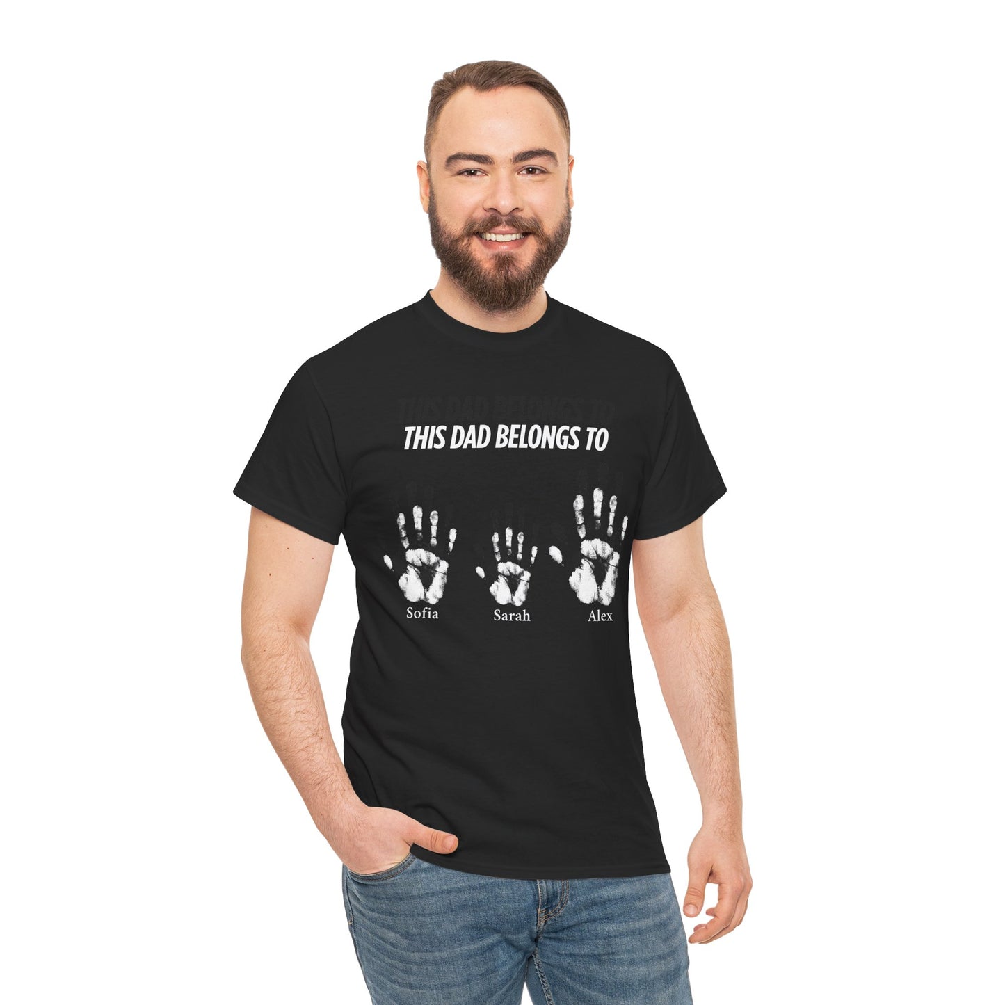 Custom Family Handprint Cotton Tee - Perfect Gift for Dads