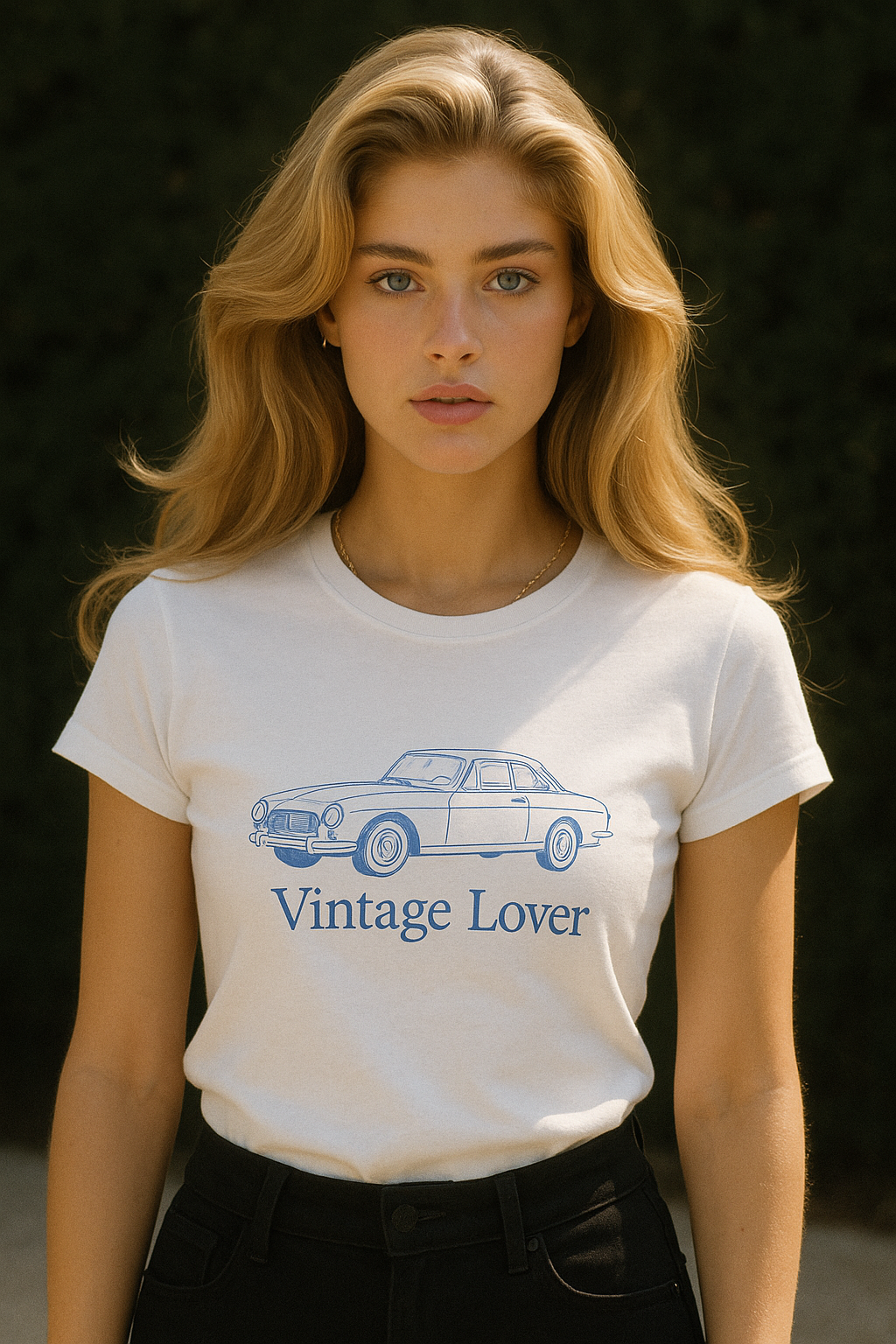 Vintage Lover Women's Tee - Retro Car Graphic T-Shirt for Casual Style
